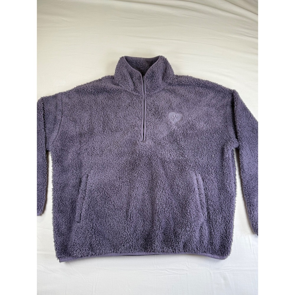 BOBS from Skechers Womens Purple Sherpa Fleece Quarter Zip Pullover